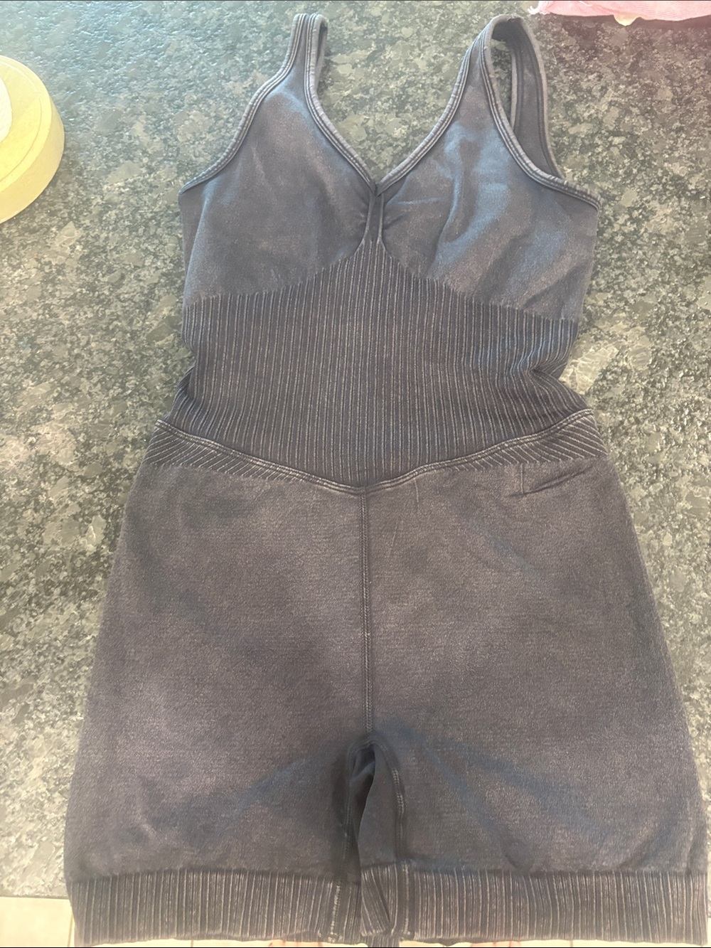 Free People Black Sleeveless Ribbed-Waist Romper